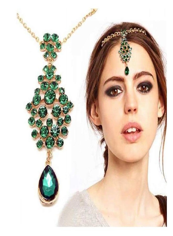 Chargances Fashion Women Halloween Forehead Jewelry Turquoise Teardrop Forehead Chain Hair Pin Forehead Headpiece for Weeding Festival Halloween Prom Delicate Chain Jewelry for Women and Girls - Image 1
