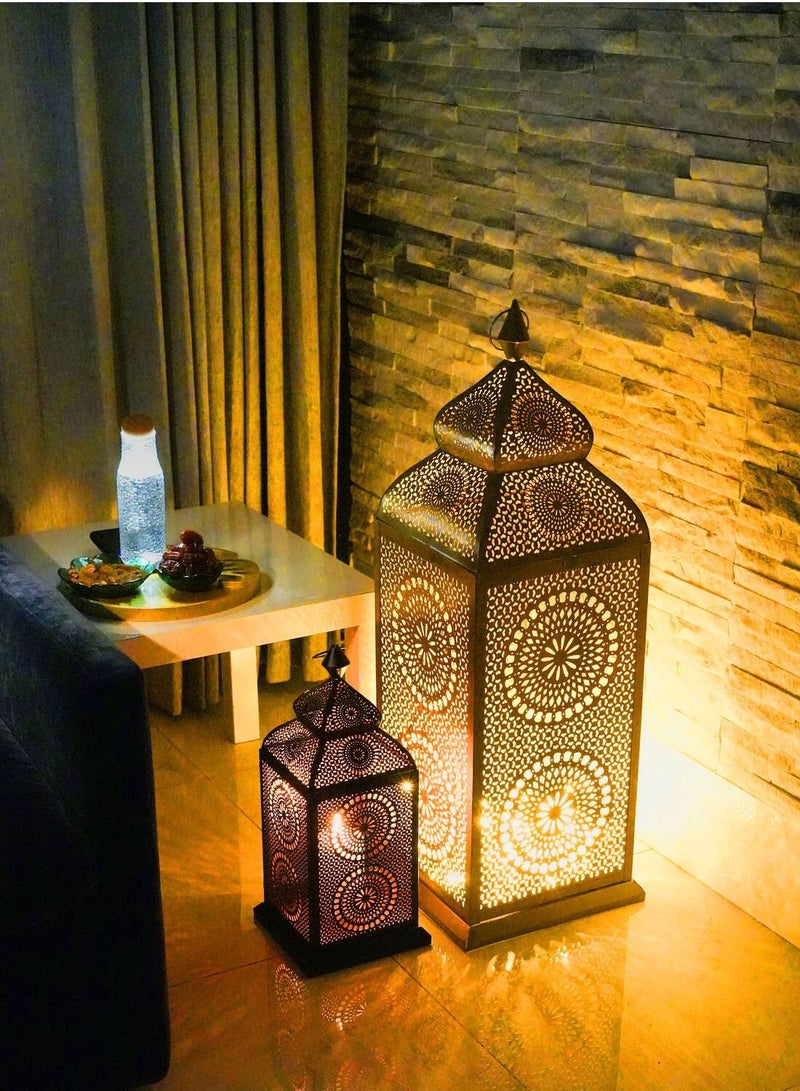 Hilalful HILALFUL Handmade Chakra Lantern, Large | Suitable for Living Room, Bedroom and Outdoor | Perfect Festive Gift for Home Decoration in Ramadan, Eid, Birthdays, Weddings | Made of Iron | Black  - Image 5