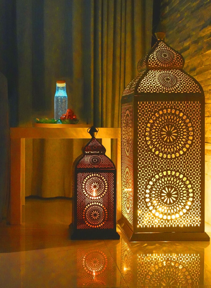 Hilalful HILALFUL Handmade Chakra Lantern, Large | Suitable for Living Room, Bedroom and Outdoor | Perfect Festive Gift for Home Decoration in Ramadan, Eid, Birthdays, Weddings | Made of Iron | Black  - Image 4
