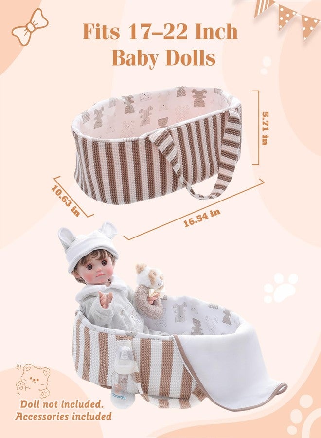 Cloveray مجموعة كلوفراي المكونة من 10 قطع من إكسسوارات دمى الأطفال، ملابس دمى الأطفال حديثي الولادة مع سرير أطفال لدمى الأطفال الواقعية مقاس 17-22 بوصة، طقم ملابس للعب التخيلي - Image 3
