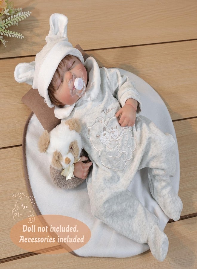 Cloveray مجموعة كلوفراي المكونة من 10 قطع من إكسسوارات دمى الأطفال، ملابس دمى الأطفال حديثي الولادة مع سرير أطفال لدمى الأطفال الواقعية مقاس 17-22 بوصة، طقم ملابس للعب التخيلي - Image 2