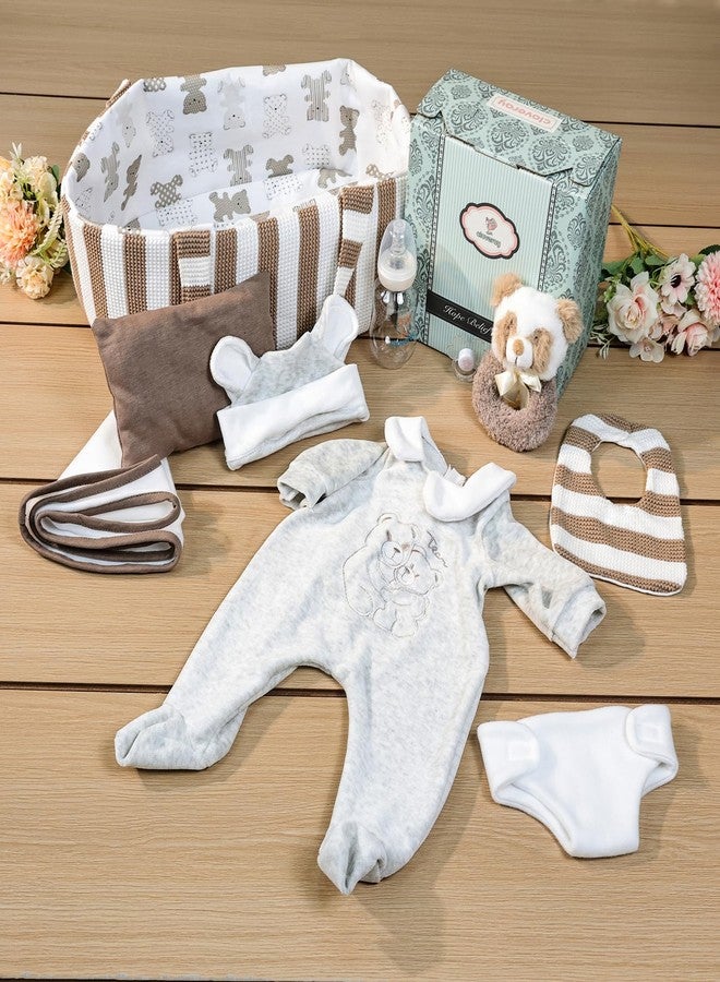 Cloveray مجموعة كلوفراي المكونة من 10 قطع من إكسسوارات دمى الأطفال، ملابس دمى الأطفال حديثي الولادة مع سرير أطفال لدمى الأطفال الواقعية مقاس 17-22 بوصة، طقم ملابس للعب التخيلي - Image 1