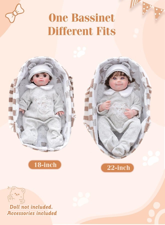 Cloveray مجموعة كلوفراي المكونة من 10 قطع من إكسسوارات دمى الأطفال، ملابس دمى الأطفال حديثي الولادة مع سرير أطفال لدمى الأطفال الواقعية مقاس 17-22 بوصة، طقم ملابس للعب التخيلي - Image 4