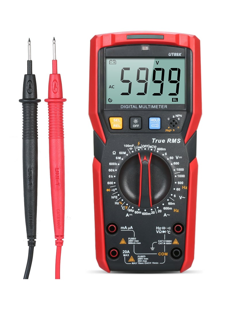 UNI-T UT89X Digital Multimeter High Accuracy Handheld Mini Universal Meter 6000 Counts LCD Display True RMS Measure AC/DC Voltage Current Resistance Capacitance Frequency Temperature Diode Tester - Image 1