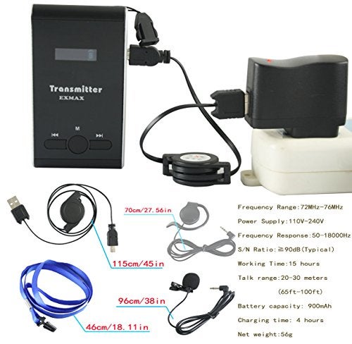 EXMAX EX-100T EX-100 Transmitter + Microphone Only for EX-100 Wireless Tour Guide System Receivers Church Translation Simultaneous Interpreting Teaching Conference Travel Museum Tour(1 Transmitter) - Image 4