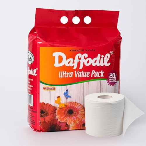 DAFFODIL 2Ply Toilet Paper Tissue –4 Packs (400 pulls/roll, 1600 pulls, 3200 sheets) UltraSoft Toilet Paper Roll, Strong and Long Lasting for Home or Office Use - Image 1