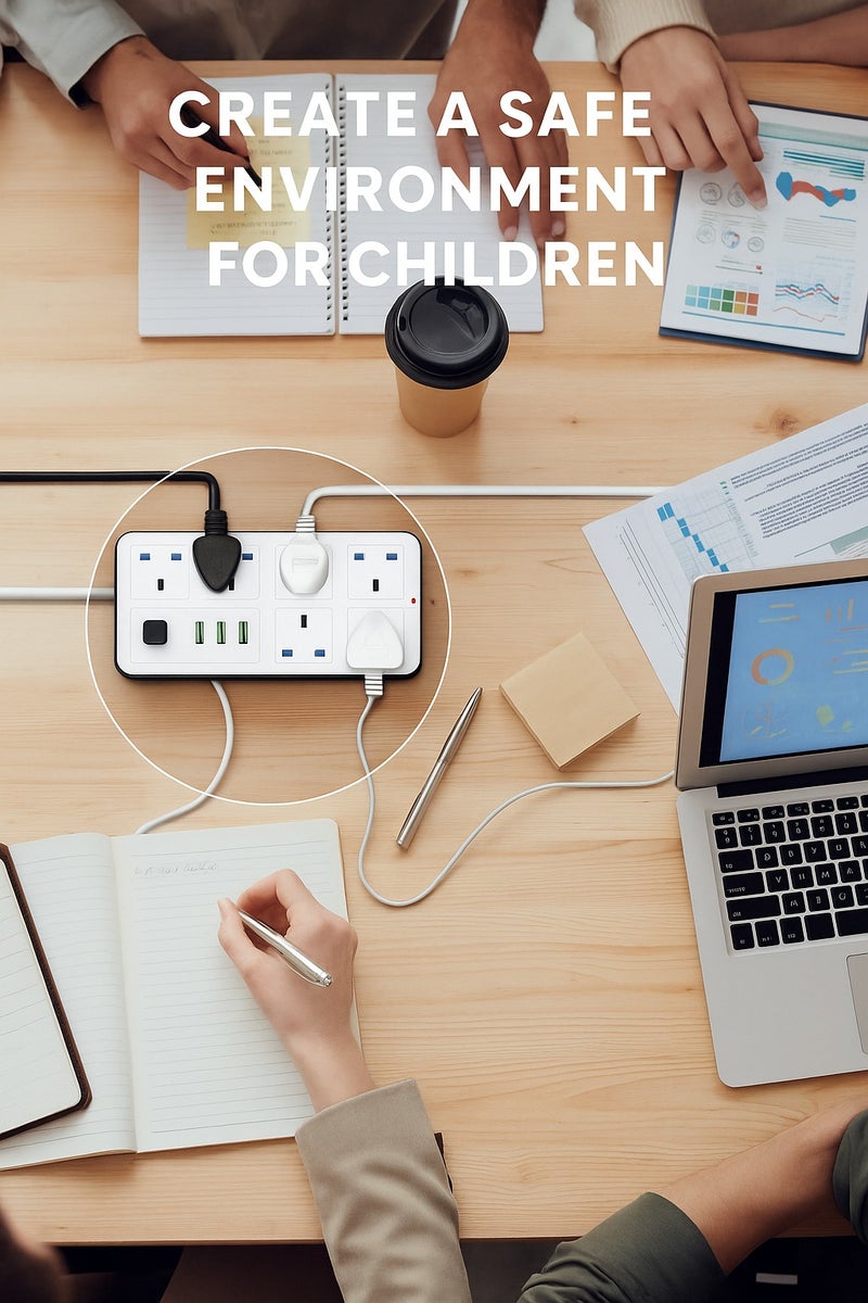 PowerMax Powermax 10-in-1 Power Socket Extension Plug – 2500W Power Strip Extension with 6 AC Outlets + 3 USB + 1 PD Type-C | 3.4A Auto-ID Charging | Anti-Static Protection | 5M Extension Cord – White | Includes Anti-Static Protection & 5000mm Heavy-Duty Cord for Safe, Efficient Charging - Image 3