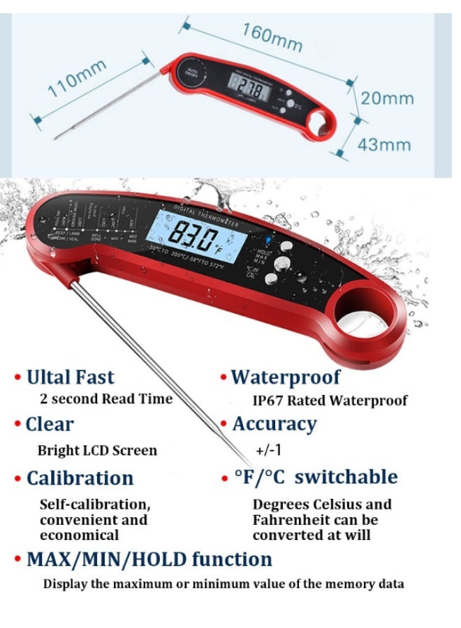 Waterproof Digital Meat Thermometer for Grilling with Ambidextrous Backlit & Thermocouple Instant Read Kitchen Cooking Food Thermometer for Candy Oil BBQ Smoker - Image 3