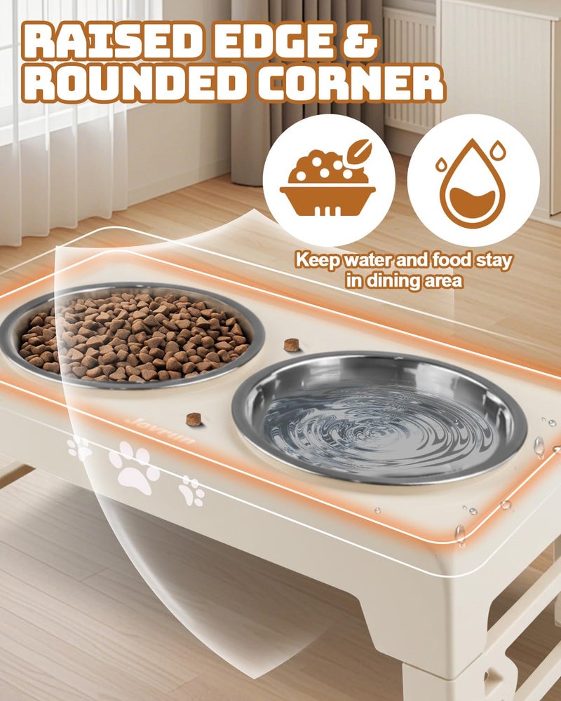 Jovrun Elevated Dog Bowls for Small Dogs and Cats, Non-Slip Cat Bowls with 2 Thick 5.5" Stainless Steel Dishes, Dog Feeder 2 Heights Adjustable to 2.6"-5.3" - Image 4