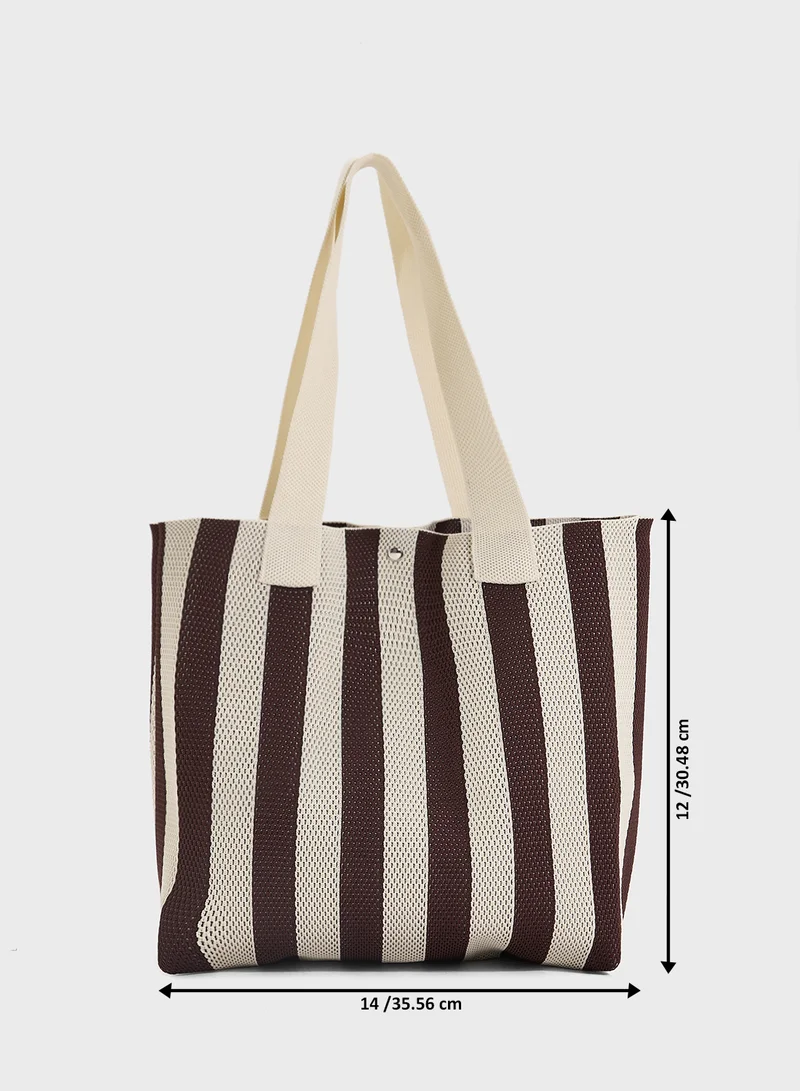 Ginger Striped Casual Tote