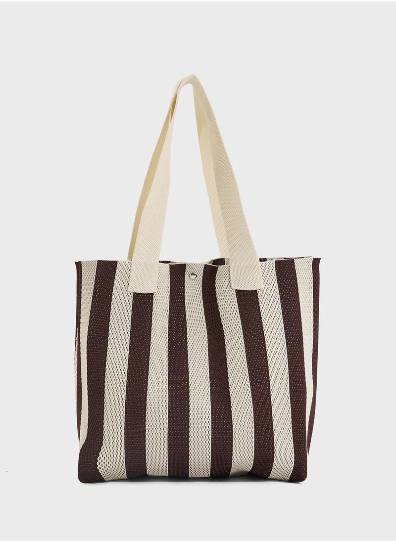 جينجر Striped Casual Tote