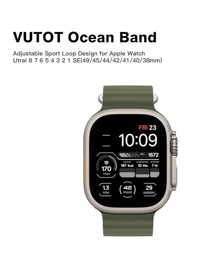 ten.tech - Ten Tech Silicone Band for Apple Watch 41mm 40mm 38mm, Waterproof Soft Silicone Sports Band for iWatch SE 8/7/6/5/4/3/2/1, - oily - Image 1