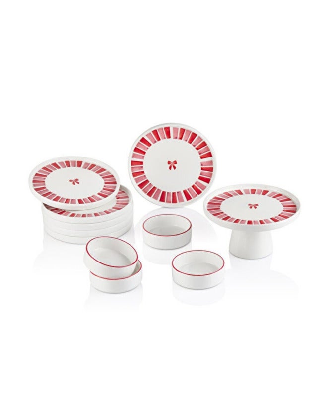 Kitchen Life Handmade 11 Piece Ribbon Footed Breakfast Set with Presentation Stand - Ribbon Breakfast Set - Image 3