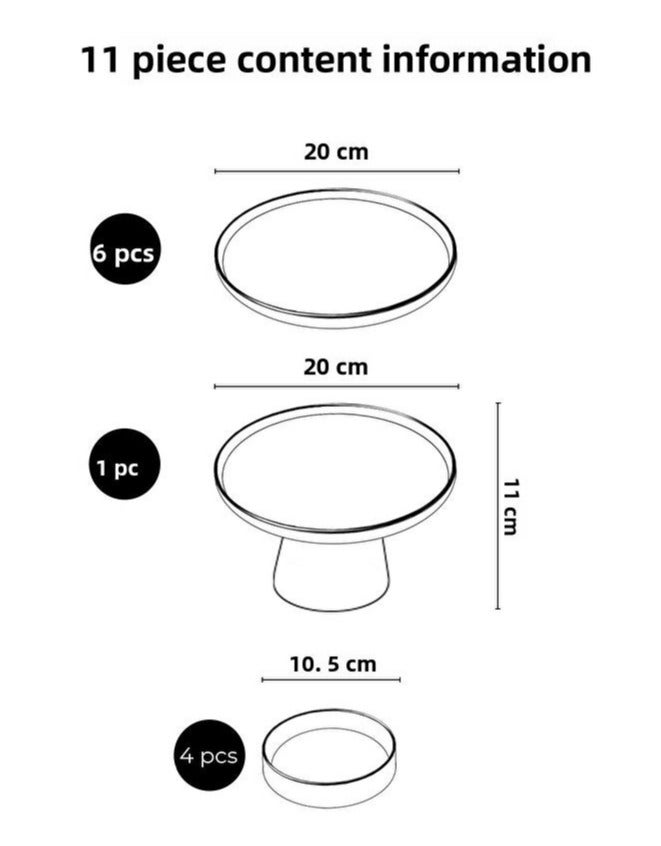 Kitchen Life Handmade 11 Piece Ribbon Footed Breakfast Set with Presentation Stand - Ribbon Breakfast Set - Image 4