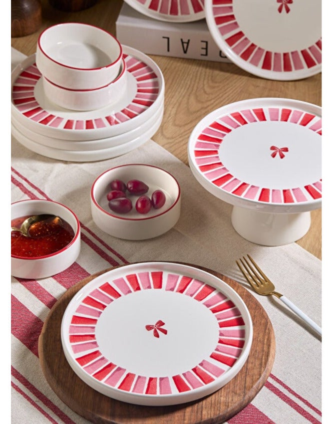 Kitchen Life Handmade 11 Piece Ribbon Footed Breakfast Set with Presentation Stand - Ribbon Breakfast Set - Image 2