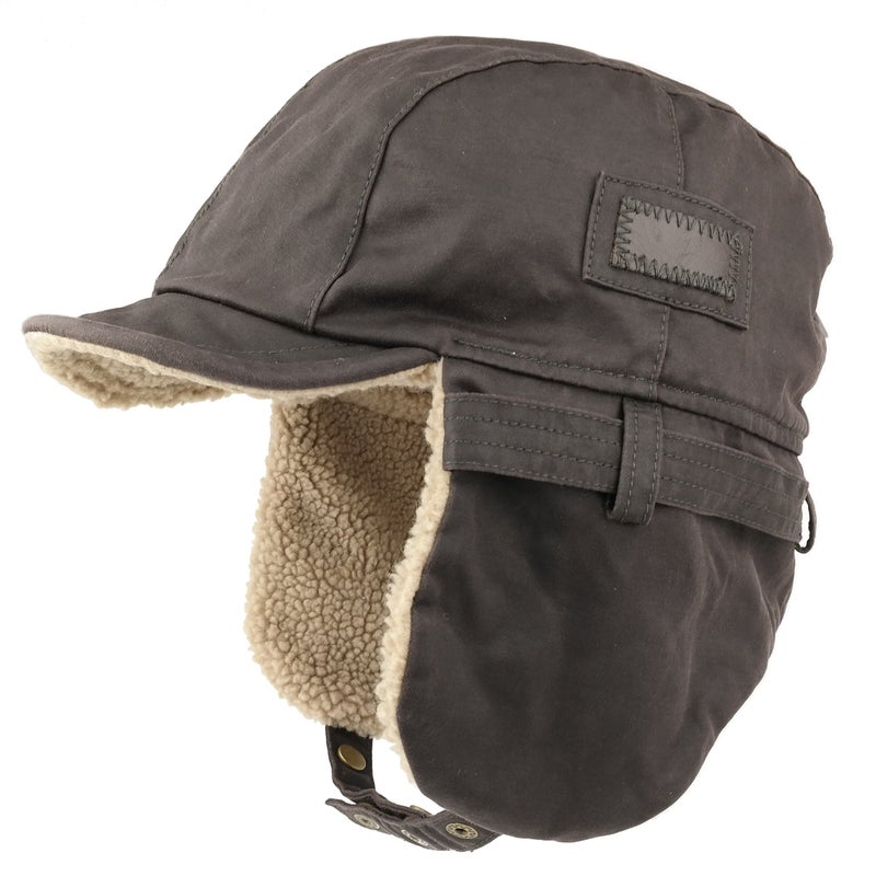 Armycrew Rugged Distressed Sherpa Lined Aviator Pilot Cap - Brown - Image 1