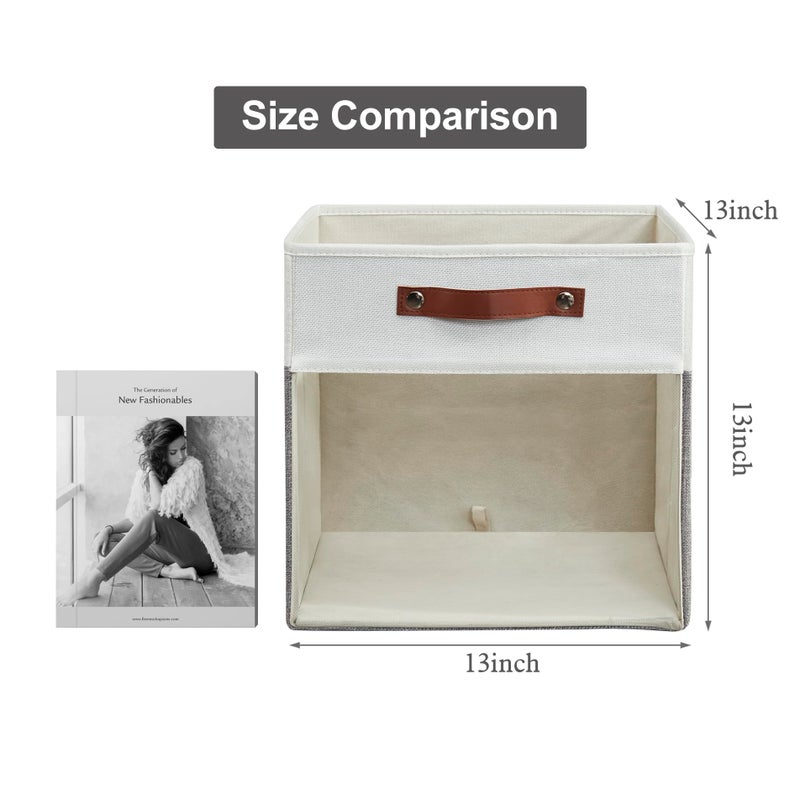 Bagnizer Storage Cubes, 4 Pack Linen Foldable Storage Bins (13 x 13 inch) with Clear Window and 2 Handles, Closet Organizers and Storage for Shelf Closet, Clothes, Books - (Gray and White) - Image 2
