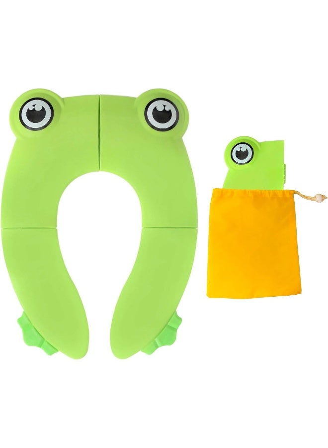 POKANIC Toilet Potty Training Seat Cover, Travel Toilet Seat, Folding Non Slip Silicone Pads, Travel Portable Reusable Kids Toddlers Boys Girls, Carry Bag - Image 1