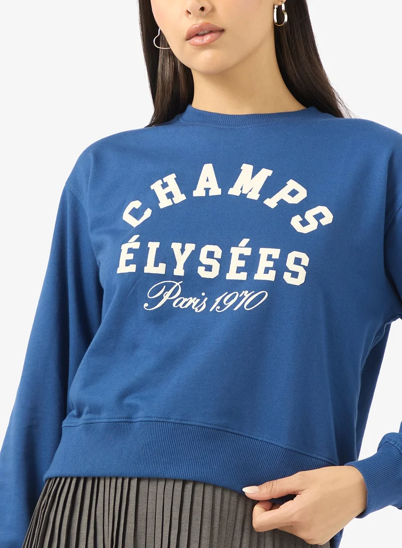 Ginger  Crew Neck Oversize Paris Sweatshirt for Women | Best Price UAE