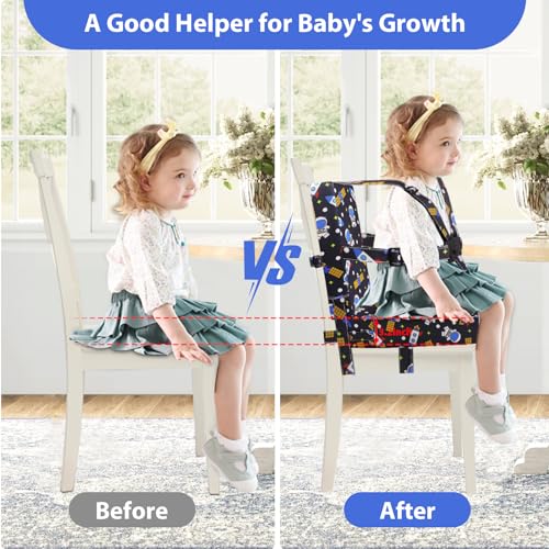 SMZCTYI Toddler Booster Seat for Dining Table Adjustable Safety Buckle Child Booster Seat with Backrest PU Waterproof Easy Cleaning Portable Booster Cushion Black - Image 3
