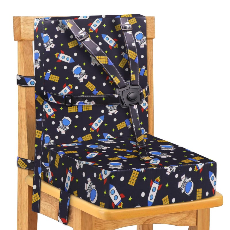 SMZCTYI Toddler Booster Seat for Dining Table Adjustable Safety Buckle Child Booster Seat with Backrest PU Waterproof Easy Cleaning Portable Booster Cushion Black - Image 2