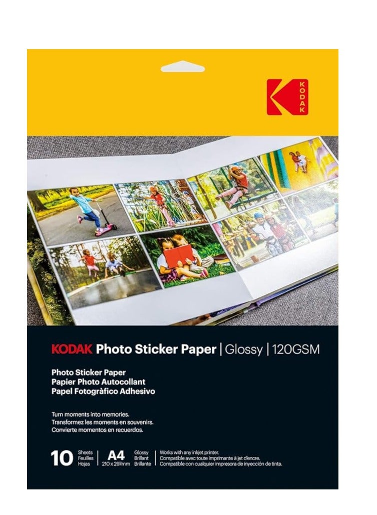 Kodak Photo Sticker Paper Glossy 120 gsm A4 size 10 sheets - Image 2