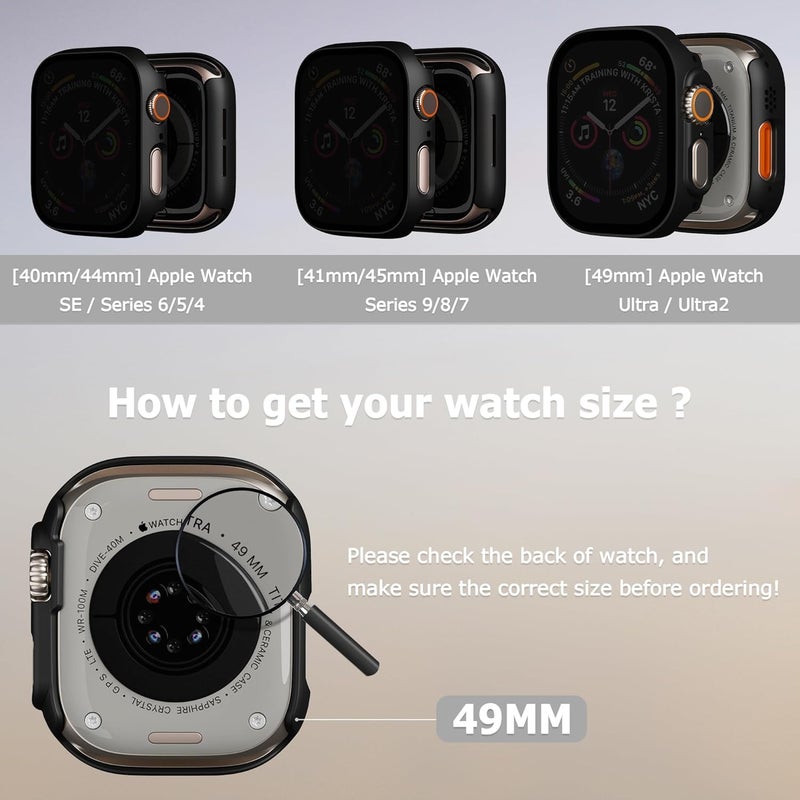 KASTWAVE Privacy Screen Protector Case 49mm for Apple Watch Ultra/Ultra 2, 2 Pack Anti-Scratch, Anti Spy, Ultra-Thin, Stylish, Waterproof, Tempered Glass Screen Protector Case (Black) - Image 2