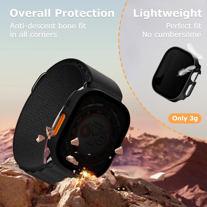KASTWAVE Privacy Screen Protector Case 49mm for Apple Watch Ultra/Ultra 2, 2 Pack Anti-Scratch, Anti Spy, Ultra-Thin, Stylish, Waterproof, Tempered Glass Screen Protector Case (Black) - Image 4