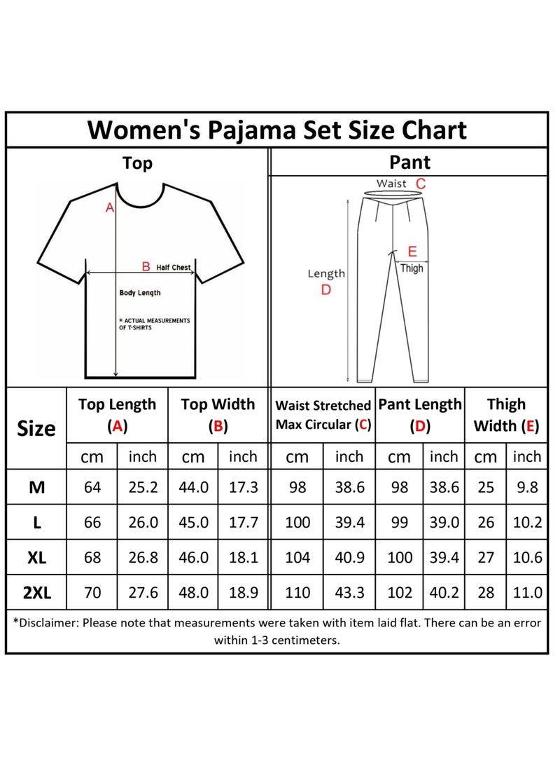 MARILYN MOOD - Women's 2-Piece Sleepwear Loungewear Top and Pants Turkish Cotton Pajama Set Red - Image 1