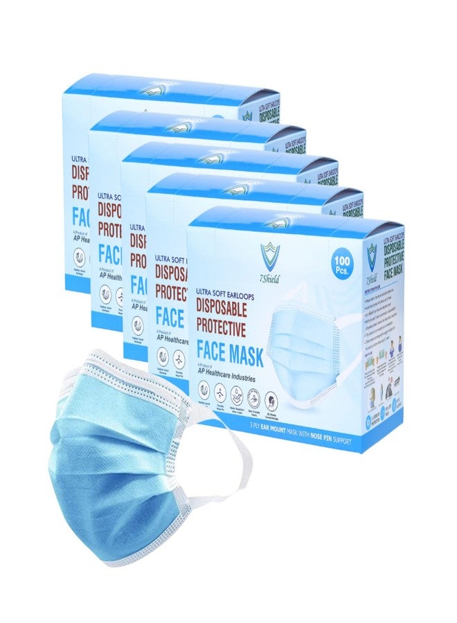 7Shield Disposable Surgical 3Ply Unisex Mask - Ultra Soft Fabric Wide Ear Loop, Comfortable, Inbuilt Plastic Coated Nose Pin, CE and ISO Certified, Convenient Box Pack of 50 (Medical Blue Color) - Image 1