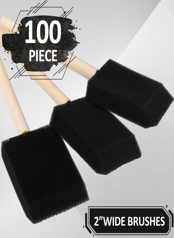 Maxdot 100 Pack 2 Inch Foam Paint Brushes Bulk Foam Sponge Brushes with Wood Handle for Painting, Acrylics, Stains, Varnishes, Crafts - Image 3