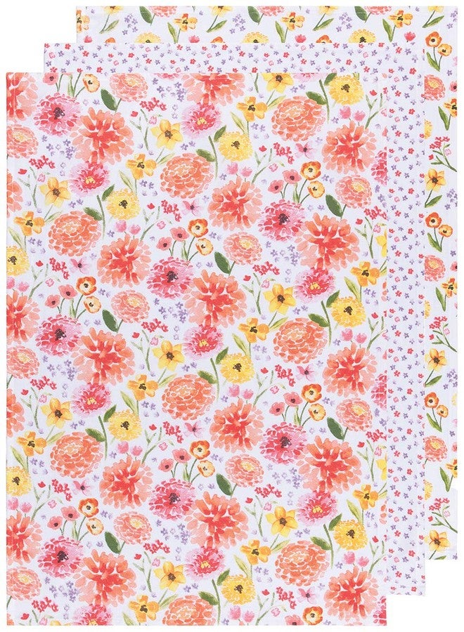 Now Designs Floursack Kitchen Towels Quick Dry Cotton Hand Towel Set, 3 Count, Cottage Floral, 20 x 30 in - Image 1