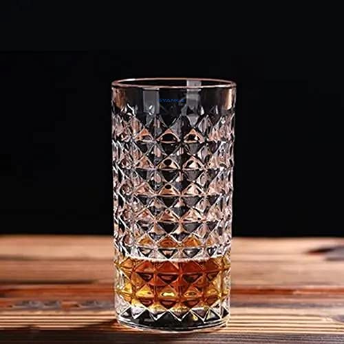 SYANKA Italian Premium Juice Glasses Set of 4, Transparent, 300ml, Diamond Design Highball Glasses for Drinking Juice, Water, and Cocktails - Image 1