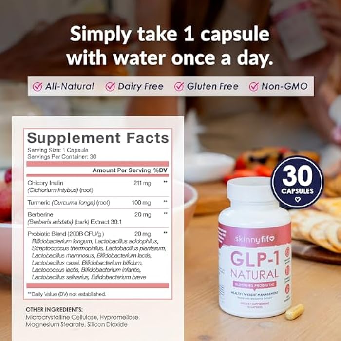skinny fit glp 1 natural SkinnyFit SkinnyFit - GLP-1 Natural Probiotic Supplement (30 Servings) -  Weight & Fitness Goals - Cravings, Appetite & Digestion - Berberine &  Probiotics