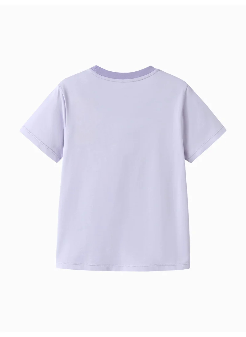 بالابالا Kids Girl Round v-neck short-sleeved T-shirt