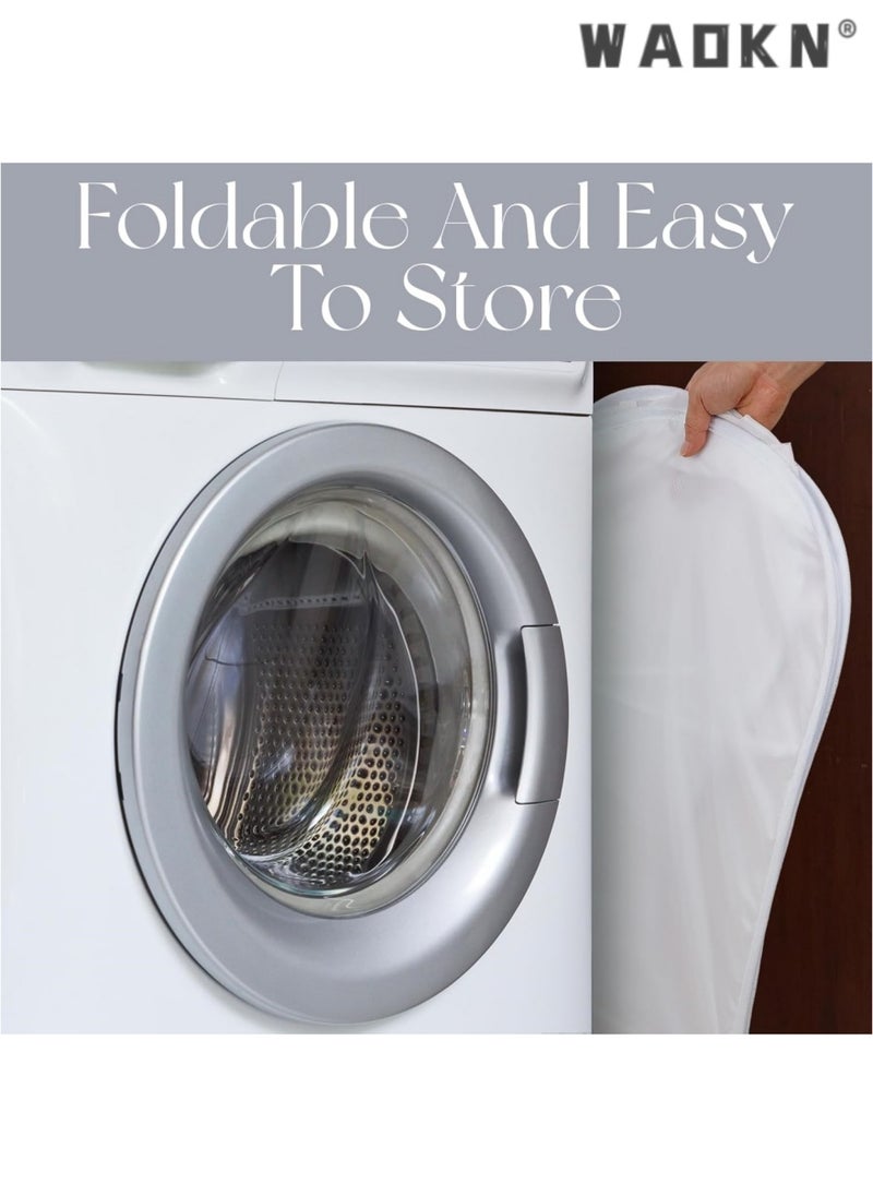 WAOKN - 2 Pack Popup Laundry Hamper, 3 Compartment Sortable Collapsible Mesh Pop up Laundry Basket, Foldable Laundry Hampers, Portable Laundry Basket for Family College Dorm Hoom Dirt Clothes Bin with Handle - Image 1