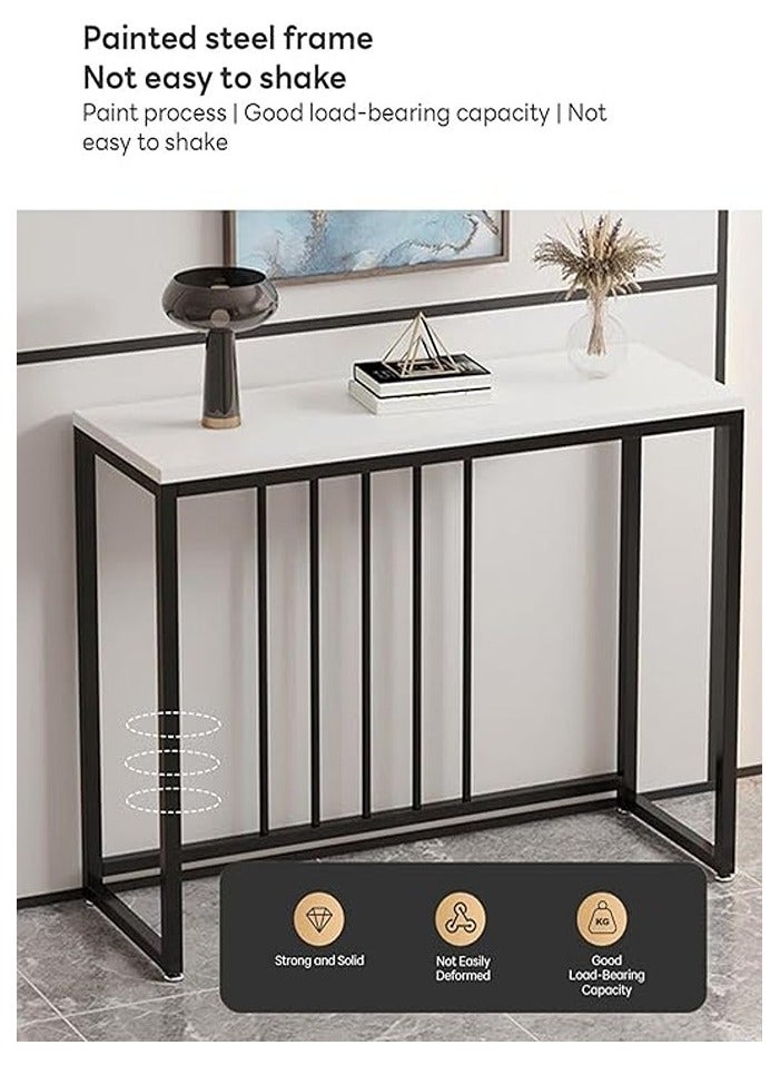 إيه جي دي طاولة جانبية ، طاولة كونسول للمدخل، طاولة جانبية ضيقة من خشب ليفي متوسط الكثافة، إطار وقواعد من الستانلس ستيل، طاولة للممر وغرفة المعيشة ، ابيض - Image 4