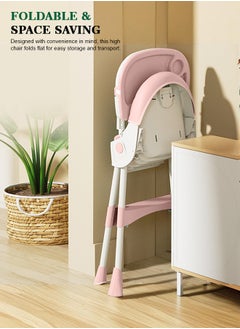 BAYBEE IRIS 3 in 1 Baby High Chair For Kids, Baby Feeding Chair Booster Seat With Rocker, Wheels, Storage, Recline - Pink  - Image 4