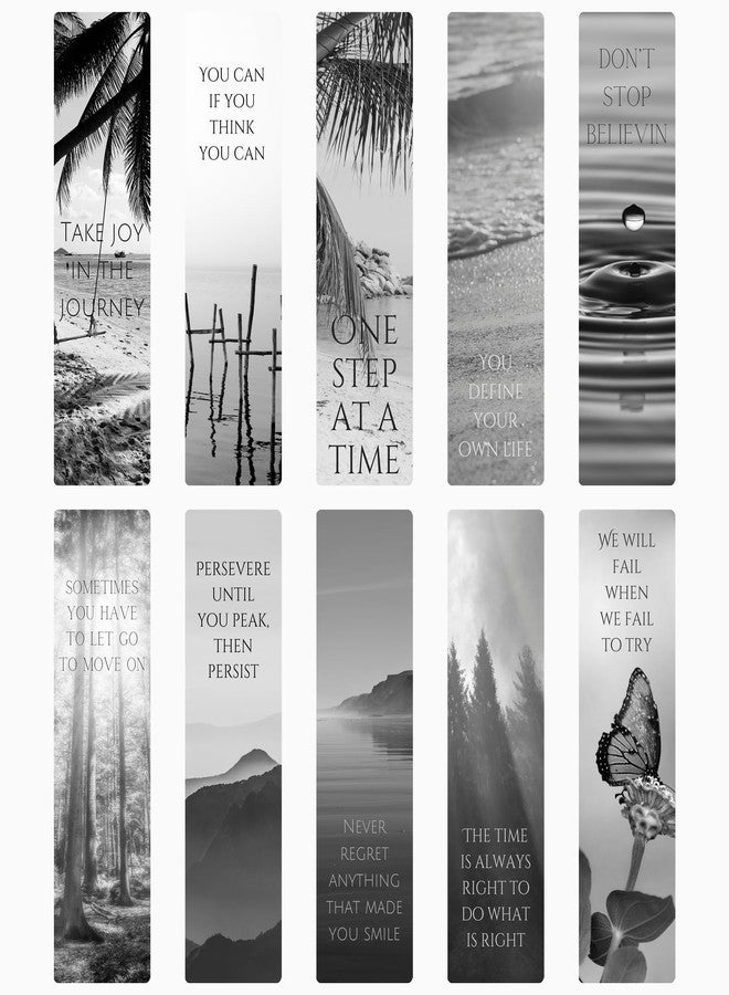 Classic Black and White Inspirational Bookmarks for Book Lovers | Set of 10 | Perfect for Novels and Gifting - Image 1
