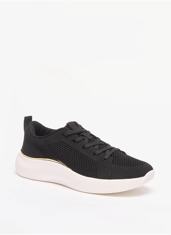Flora Bella By Shoexpress Textured Lace-Up Low Ankle Sneakers