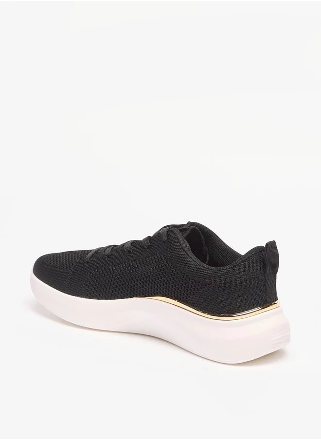 Flora Bella By Shoexpress Textured Lace-Up Low Ankle Sneakers