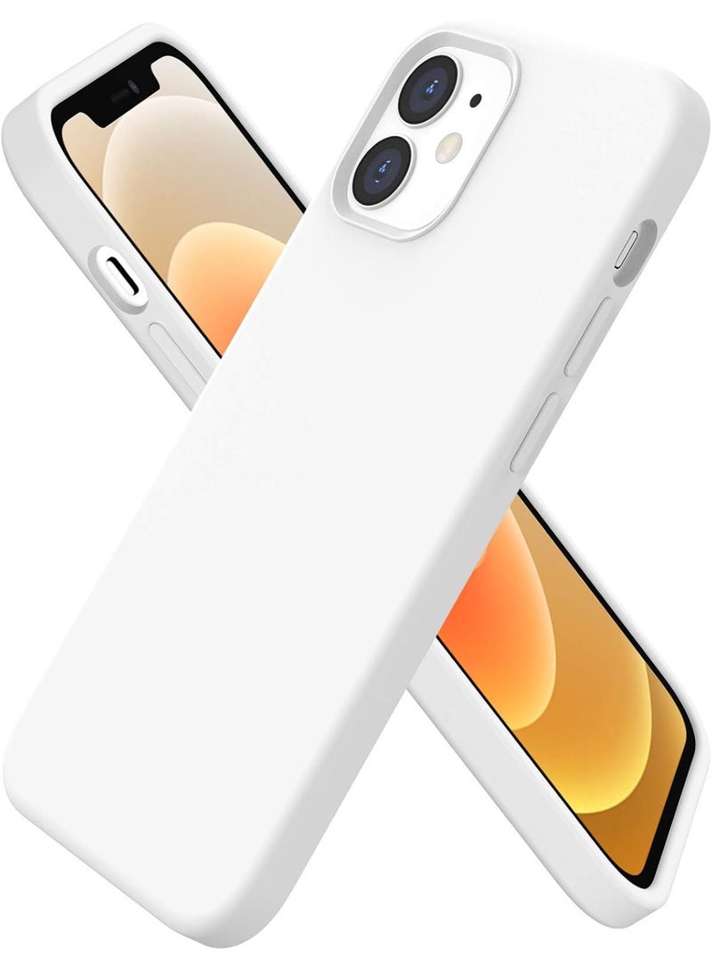 جراب متوافق مع iPhone 12 Mini، جراب رفيع من السيليكون السائل بثلاث طبقات مغطى بالكامل بمطاط جل ناعم مع غطاء جراب من الألياف الدقيقة 5.4 بوصة - (أبيض) - Image 1