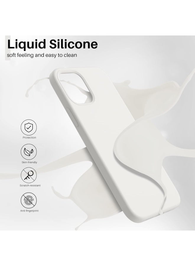 جراب متوافق مع iPhone 12 Mini، جراب رفيع من السيليكون السائل بثلاث طبقات مغطى بالكامل بمطاط جل ناعم مع غطاء جراب من الألياف الدقيقة 5.4 بوصة - (أبيض) - Image 2