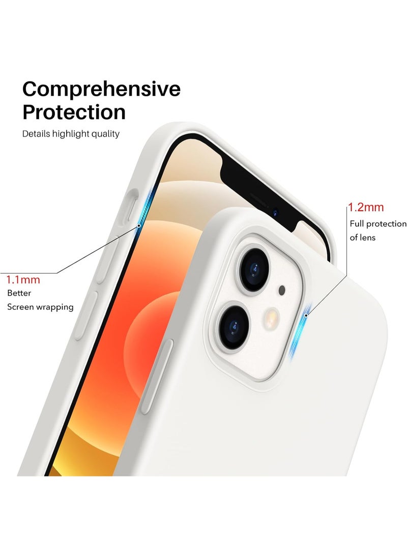 جراب متوافق مع iPhone 12 Mini، جراب رفيع من السيليكون السائل بثلاث طبقات مغطى بالكامل بمطاط جل ناعم مع غطاء جراب من الألياف الدقيقة 5.4 بوصة - (أبيض) - Image 3