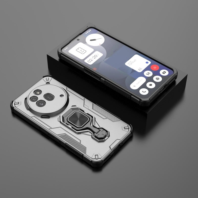 إيروريكس جراب هاتف For Nothing Phone 3a Pro المعدني المصنوع من مادة TPU الهجينة (رمادي) - Image 2