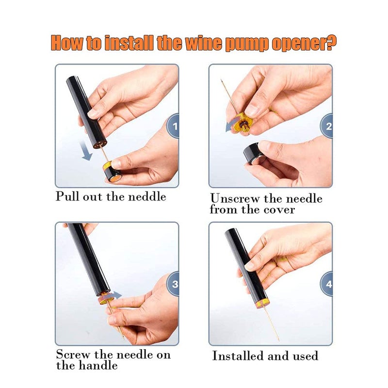 Chumiug Mini Wine Opener | Travel Portable Pocket Air Pressure Pump Wine Bottle Opener | Assemblable Design Corkscrew 7S Quick Bottle Opening | for Home, Restaurant, Party,Wine Lovers - Image 4