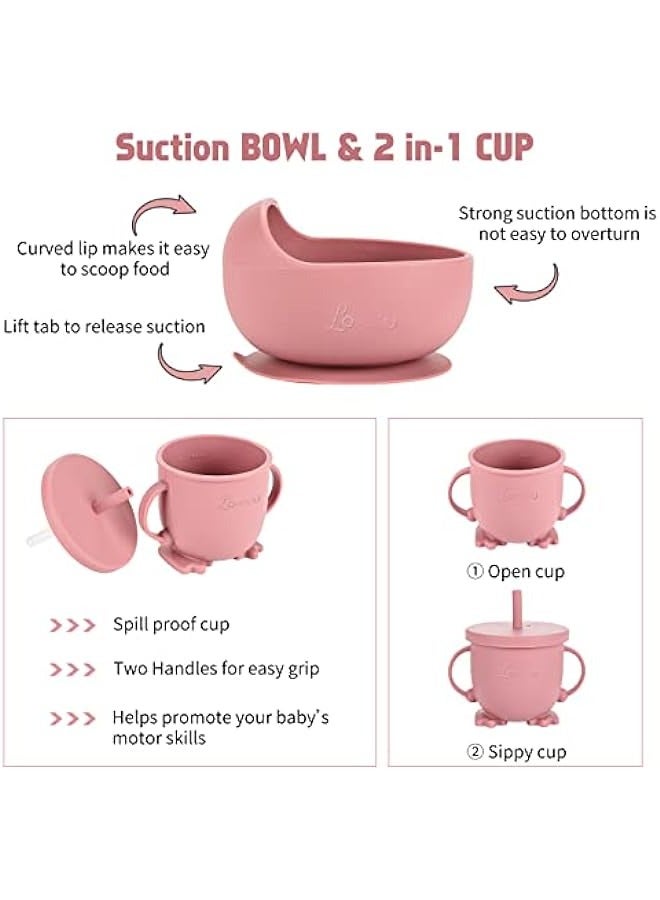 6 Piece Silicone Baby Feeding Set Pink - Image 5