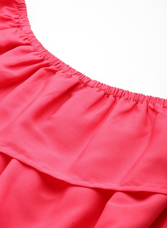 Rue Collection بلوزة كورال بدون أكتاف بأكمام متوهجة للنساء - Image 2