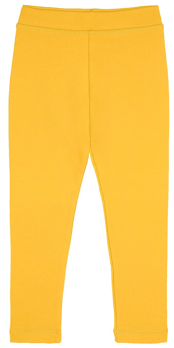 Lilax Girls' Basic Solid Full Length Cotton Soft Leggings (5T, Mustard) - Image 2