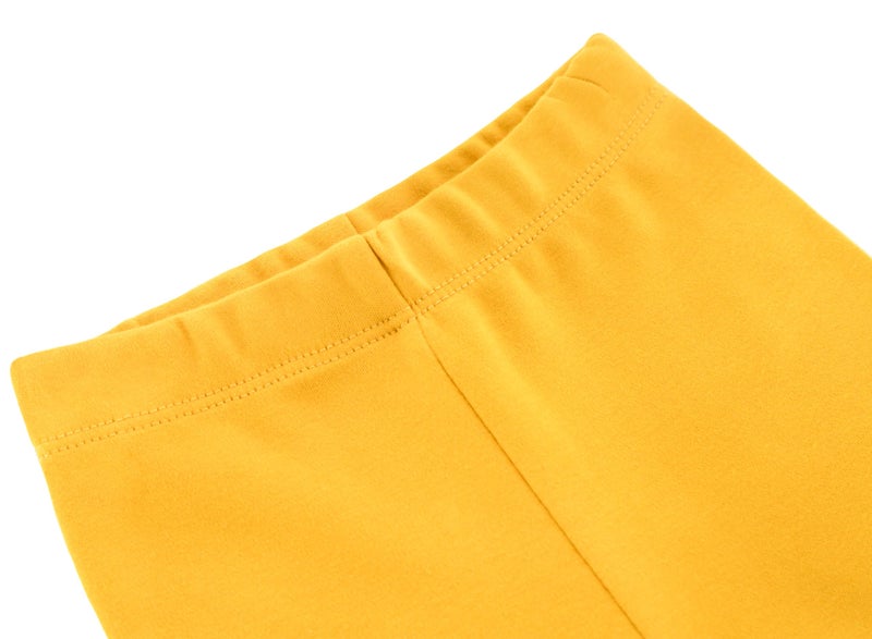 Lilax Girls' Basic Solid Full Length Cotton Soft Leggings (5T, Mustard) - Image 3